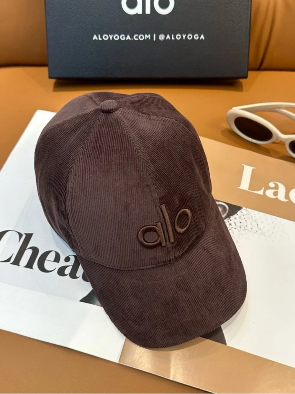 ALO Yoga Corduroy Baseball Cap in Mauve Brown - Picture 3 of 4